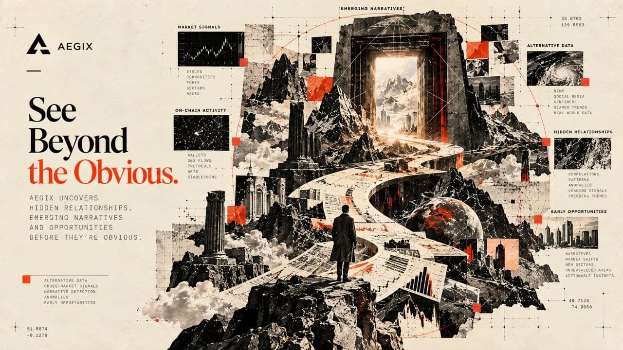 A lone figure on a rock ledge facing a road of charts that winds through mountains to a bright stone gateway